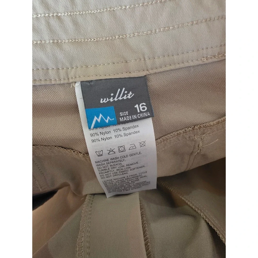 Willit Womens Tan Khaki Hiking Shorts Size 16 Nylon‎ Spandex Cargo Outdoor Plus